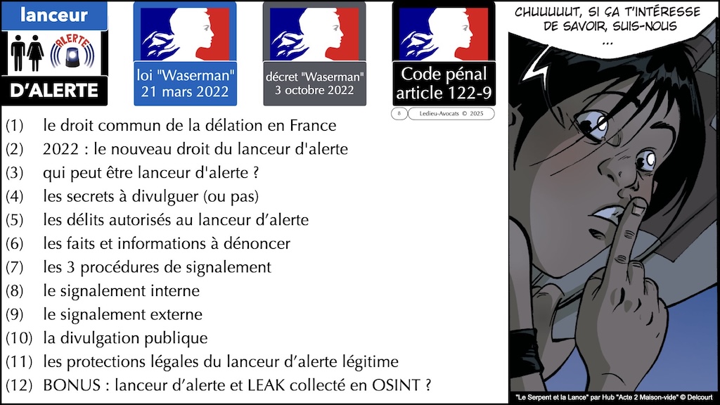 Lanceur d'alerte et loi Waserman pour vous y retrouver parmi nos épisodes © Ledieu-Avocats 2025