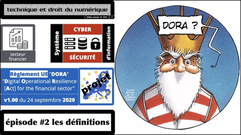 DORA #2 définitions sécurité informatique du secteur financier (c) Ledieu-avocat technique droit numérique blog BD