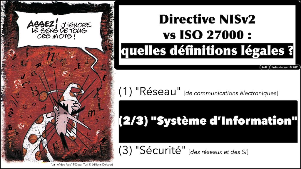 NISv2 vs ISO 27000 définition légale système d'information © Ledieu-Avocats 2023