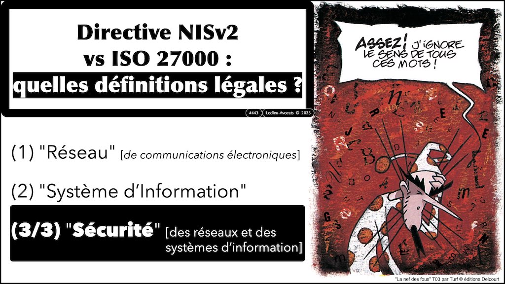 NISv2 vs ISO 27000 définition légale 3:3 sécurité des réseaux et des systèmes d'information © Ledieu-Avocats 2023