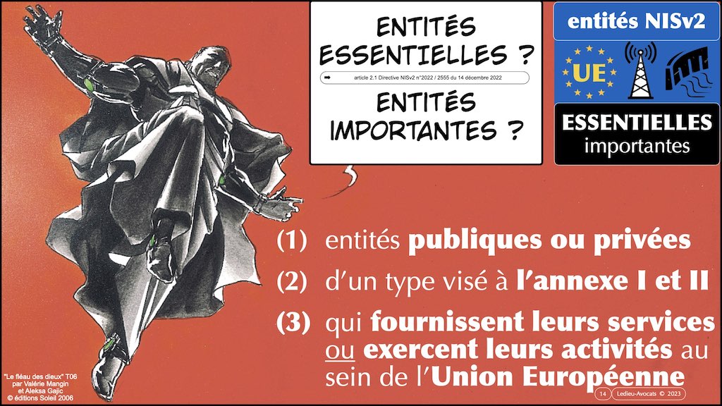 entité privée publique NISv2 entité critique essentielle importante SALON IT PARIS 2023 SYNTHESE © Ledieu-Avocats 10-04-2023