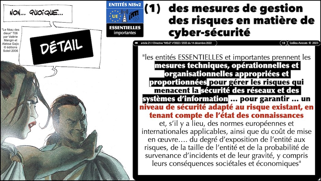 l'obligation de cyber sécurité à l'état de l'art NISv2 entité critique essentielle importante SALON IT PARIS 2023 SYNTHESE © Ledieu-Avocats 10-04-2023