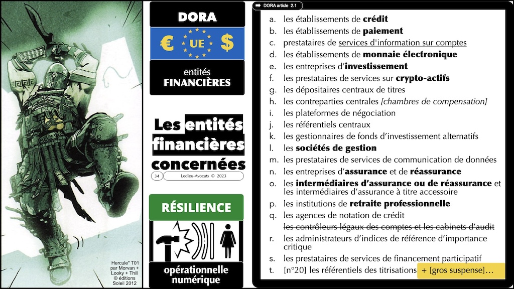 quelles sont les entités régulées par DORA ? la liste de droit commun - déchiffrer DORA #03 résilience (numérique) et principe de proportionnalité © Ledieu-Avocats 2023