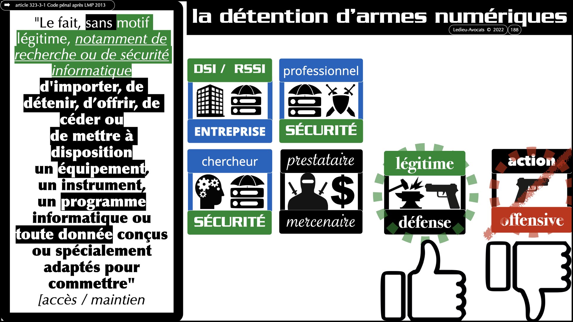 #520 M2 droit du numérique le DROIT de la violence numérique accès maintien frauduleux légitime défense action offensive © Ledieu-Avocats 22-11-2023.188