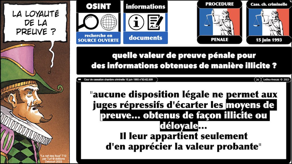 preuve illicite ou déloyale #450 le droit de l'OSINT expliqué aux jeunes de l'IHEDN © Ledieu-Avocats 27-02-2023