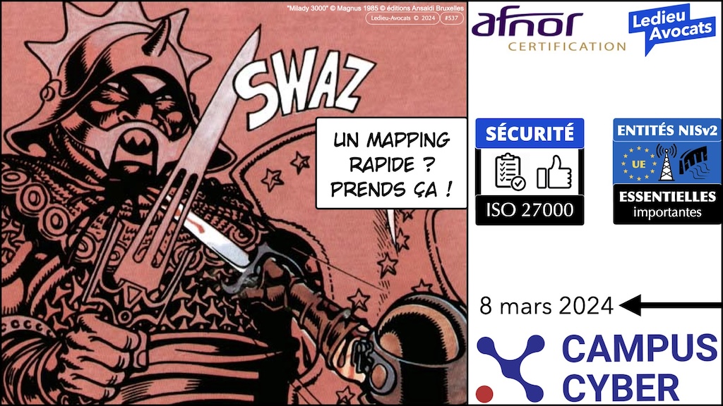 mapping mesures de sécurité Directive NISv2 ISO 27001 AFNOR Campus Cyber 8 mars 2024 © Ledieu-Avocats v03-03-2024