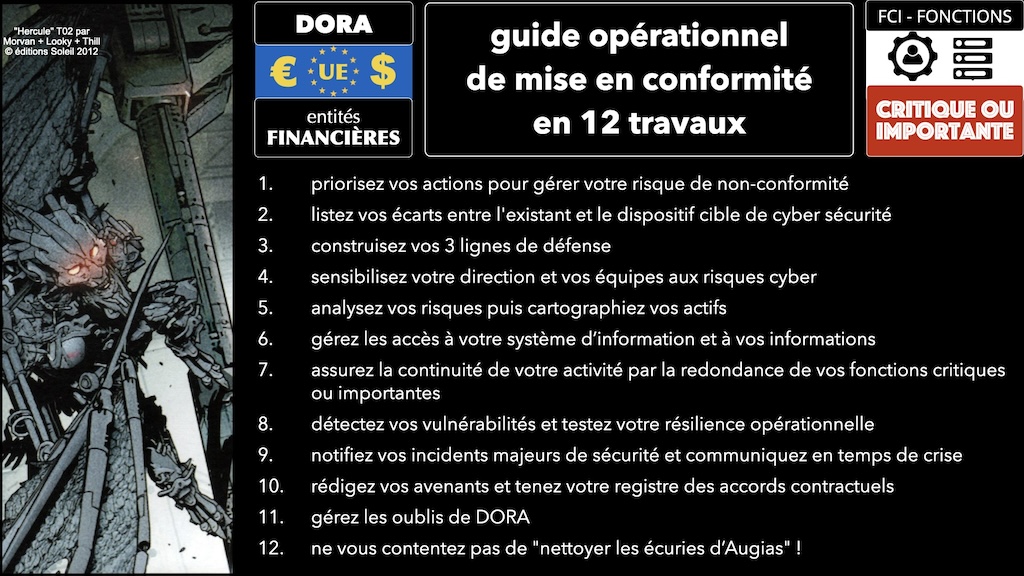 les 12 travaux de DORA : guide pratique pour une mise en conformité opérationnelle et réaliste Fonctions Critiques ou Importantes © Ledieu-Avocats 2024