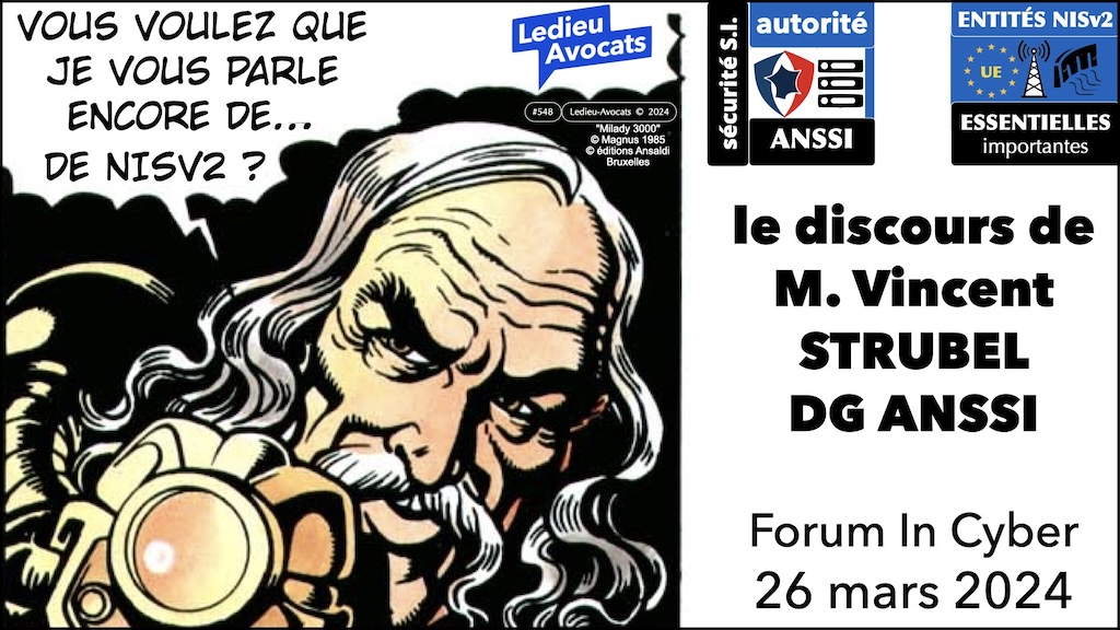 actualité NISv2 discours public Vincent STRUBEL DG ANSSI Forum In Cyber FIC 26 mars 2024 © Ledieu-Avocats