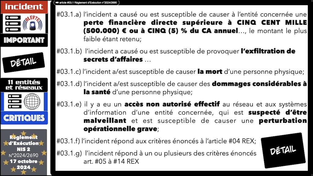 #593 NIS2 Règlement d'Exécution REX NIS2 n°2024-2690 du 17 ovtobre 2024 Forum InCyber FIC 20 novembre 2024 © Ledieu-Avocats.030