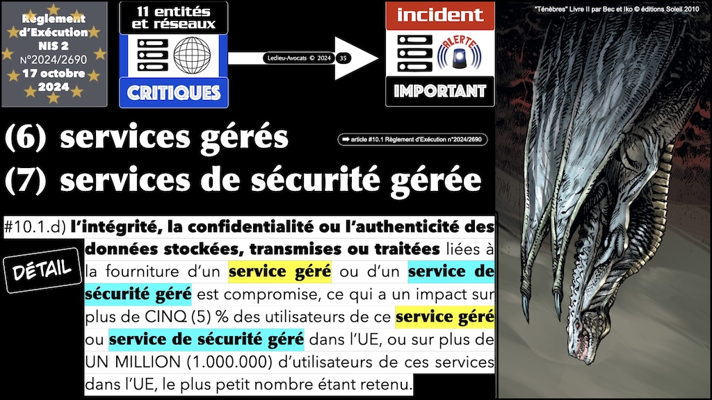 #593 NIS2 Règlement d'Exécution REX NIS2 n°2024-2690 du 17 ovtobre 2024 Forum InCyber FIC 20 novembre 2024 © Ledieu-Avocats.035