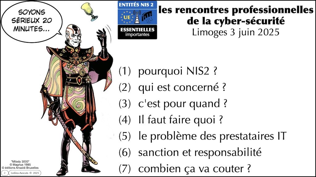 NIS2 synthèse en 20 minutes - les rencontres professionnelles de la cyber-sécurité Limoges 3 juin 2025 © Ledieu-Avocats